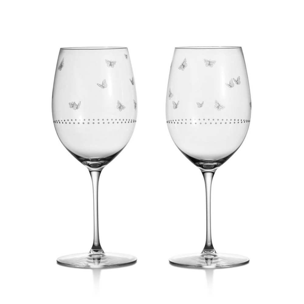 Tiffany & Co. Butterfly Etched Wine Glasses - Clear